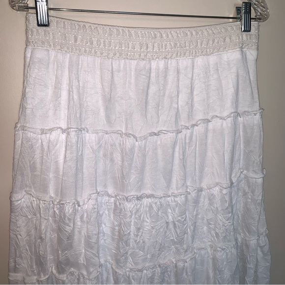 AGB White Tiered Maxi Skirt Bohemian M - Picture 7 of 8